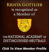 Krista Gottlieb, National Academy of Distinguished Neutrals Member Profile